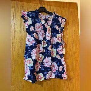 NWT: Old Navy Floral Navy and Pink Blouse